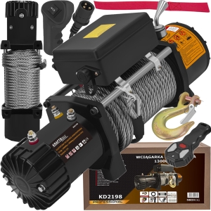 ELEKTRYCZNA WCIĄGARKA WYCIĄGARKA SAMOCHODOWA 5000W 5900KG 12V HAK LINA STAL
