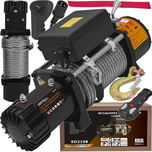 ELEKTRYCZNA WCIĄGARKA WYCIĄGARKA SAMOCHODOWA 5000W 5900KG 12V HAK LINA STAL