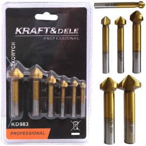 ZESTAW WIERTEŁ FAZUJĄCYCH STOŻKOWYCH POGŁĘBIACZE