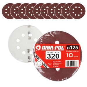 KRĄŻEK SZLIFIERKI 125MM PAPIER ŚCIERNY GR 320 10EL