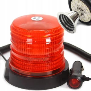 LAMPA ŚWIATŁO OSTRZEGAWCZE KOGUT 30 DIOD LED MAGNES 10-30V