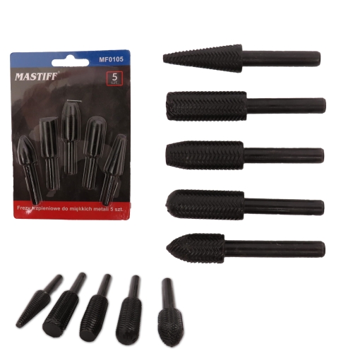 FREZY TRZPIENIOWE DO MIĘKKICH METALI I DREWNA 5SZT