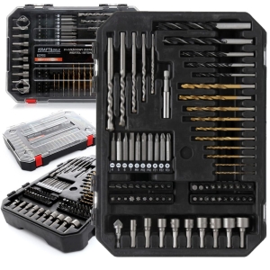 ZESTAW WIERTŁA BITY NASADKI 81 EL. METAL DREWNO BETON WALIZKA