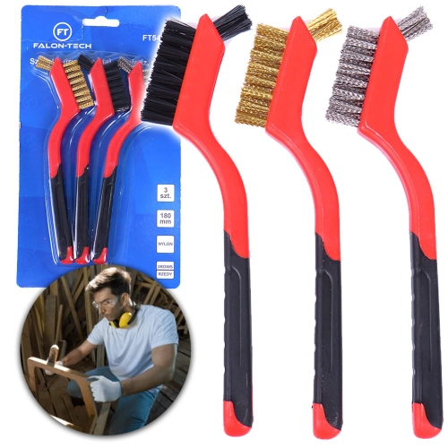 ZESTAW SZCZOTKI DRUCIANE TECHNICZNE SZCZOTKA MOSIĄDZ NYLON STAL 3szt