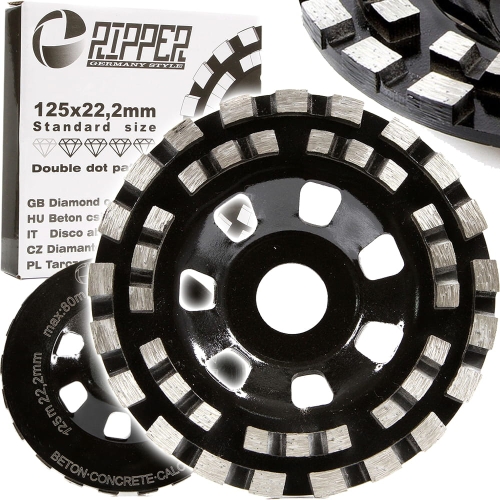 SEGMENTOWA TARCZA GARNKOWA DO SZLIFOWANIA BETONU 125mm x 22,2mm DOUBLE DOT