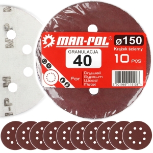 KRĄŻEK SZLIFIERKI 150mm PAPIER ŚCIERNY Gr 40