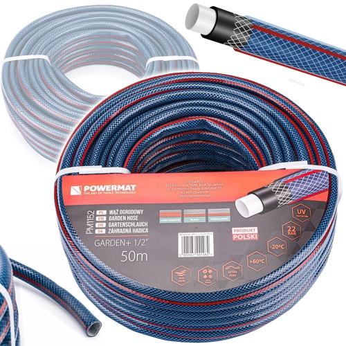 WĄŻ OGRODOWY DO WODY 1/2'' 50M 4 WARSTWOWY 22 BAR PCV ANTY UV