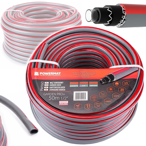 WĄŻ OGRODOWY DO WODY 1/2'' 50M 6 WARSTWOWY 30 BAR PCV ANTY UV