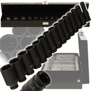 NASADKI UDAROWE 1/2'' DŁUGIE ZESTAW 10-32MM 15EL WALIZKA Cr-V